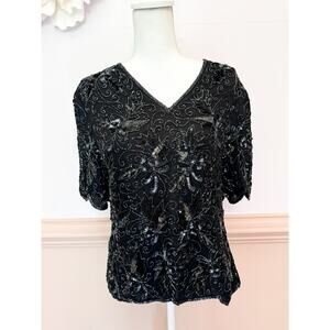 Stenay Silk Vintage Embellished Beaded Sequin Top Size Large